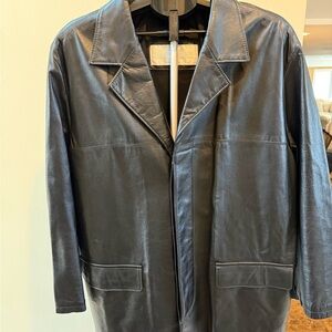 Pancaldi & B Black Leather Jacket with Button Detail purchased in Italy